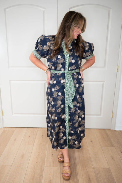 Midnight Florals Navy Midi Dress