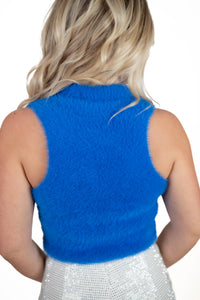 Royal Fuzzy Cropped Sweater