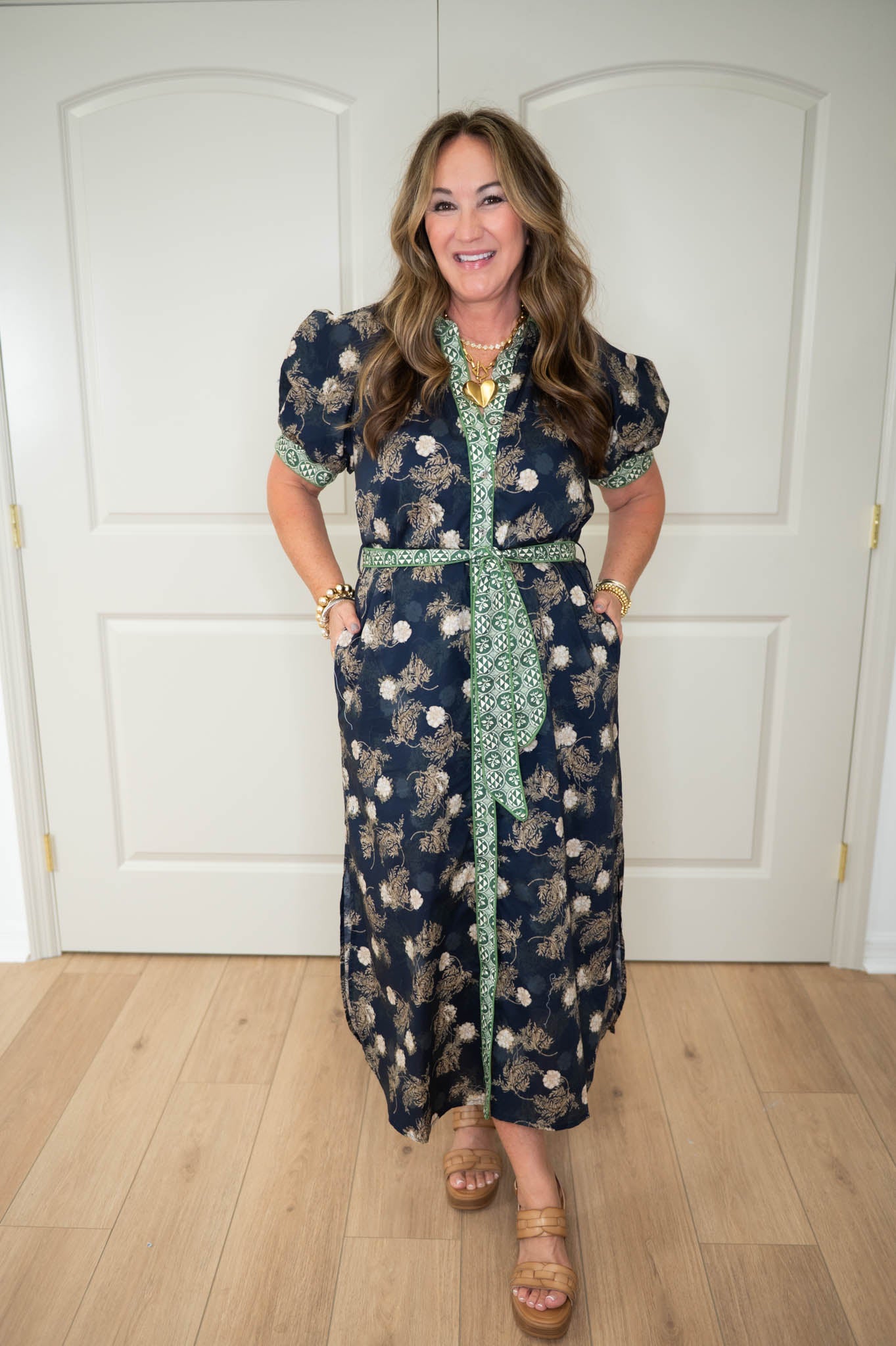 Midnight Florals Navy Midi Dress
