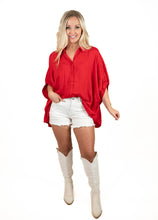 Red Satin Oversized Top