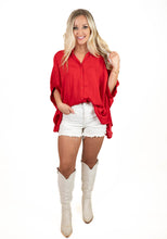 Red Satin Oversized Top