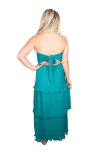 Teal Textured Midi Dress