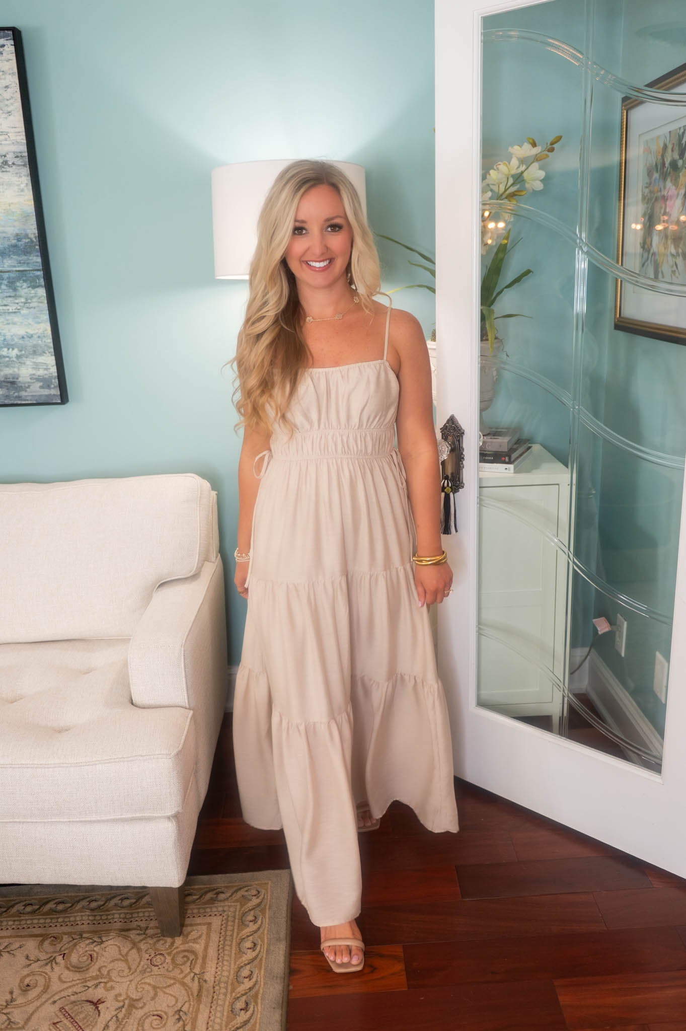 Neutral Spaghetti Strap Maxi Dress