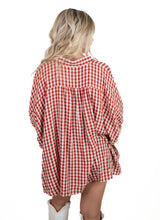 Red/Cream Gingham Oversized Top