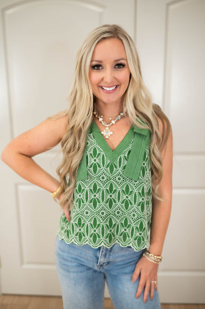 Freshly Picked Green Floral Embroidered Top