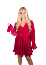 Fuchsia Velvet Babydoll Dress