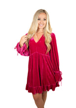 Fuchsia Velvet Babydoll Dress