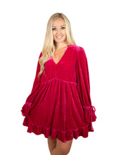 Fuchsia Velvet Babydoll Dress