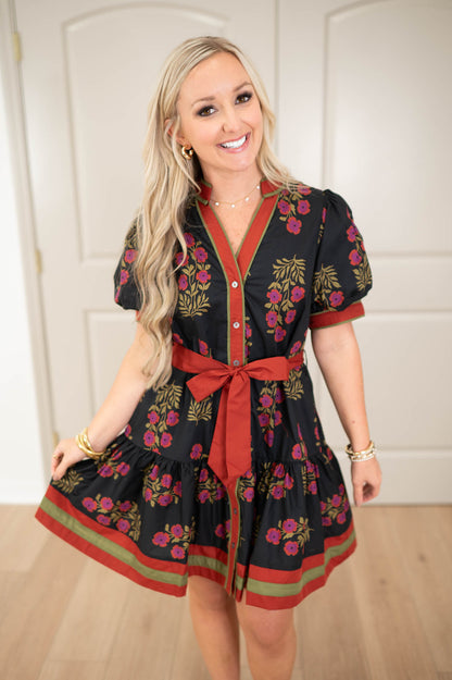 Petal Pop Black Floral Dress