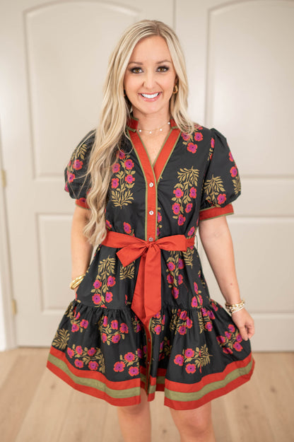 Petal Pop Black Floral Dress