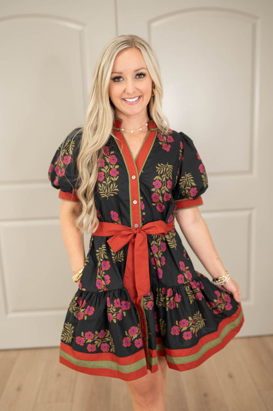 Petal Pop Black Floral Dress
