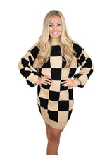 Black Checkered Sweater Dress
