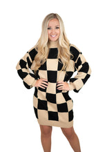 Black Checkered Sweater Dress