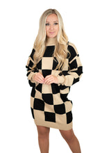 Black Checkered Sweater Dress