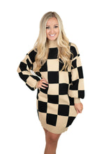 Black Checkered Sweater Dress
