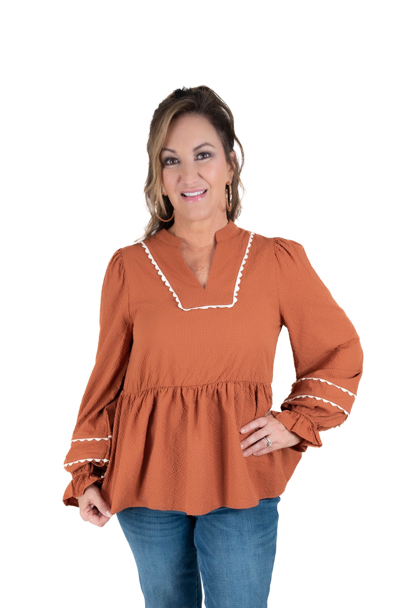 Toffee Textured Babydoll Top