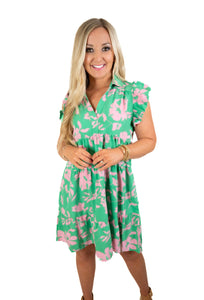 Green Garden Floral Dress