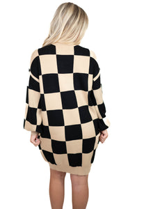 Black Checkered Sweater Dress