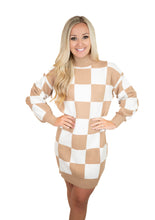 Taupe Checker Sweater Dress