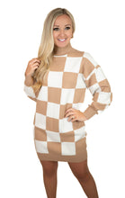 Taupe Checker Sweater Dress