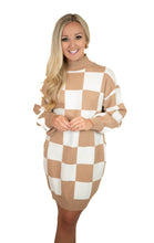 Taupe Checker Sweater Dress