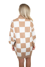 Taupe Checker Sweater Dress