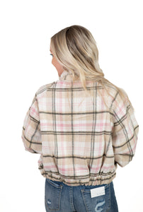 Pink Plaid Cropped Shacket