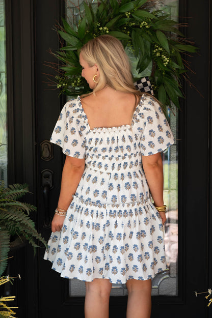 Floral Block Printed Mini Dress