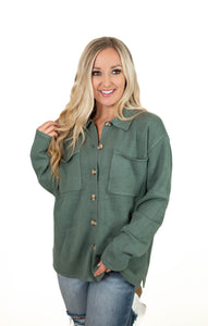 Gray Green Sweater Cardigan