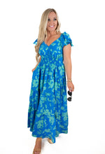 Azure Blossom Breeze Maxi Dress