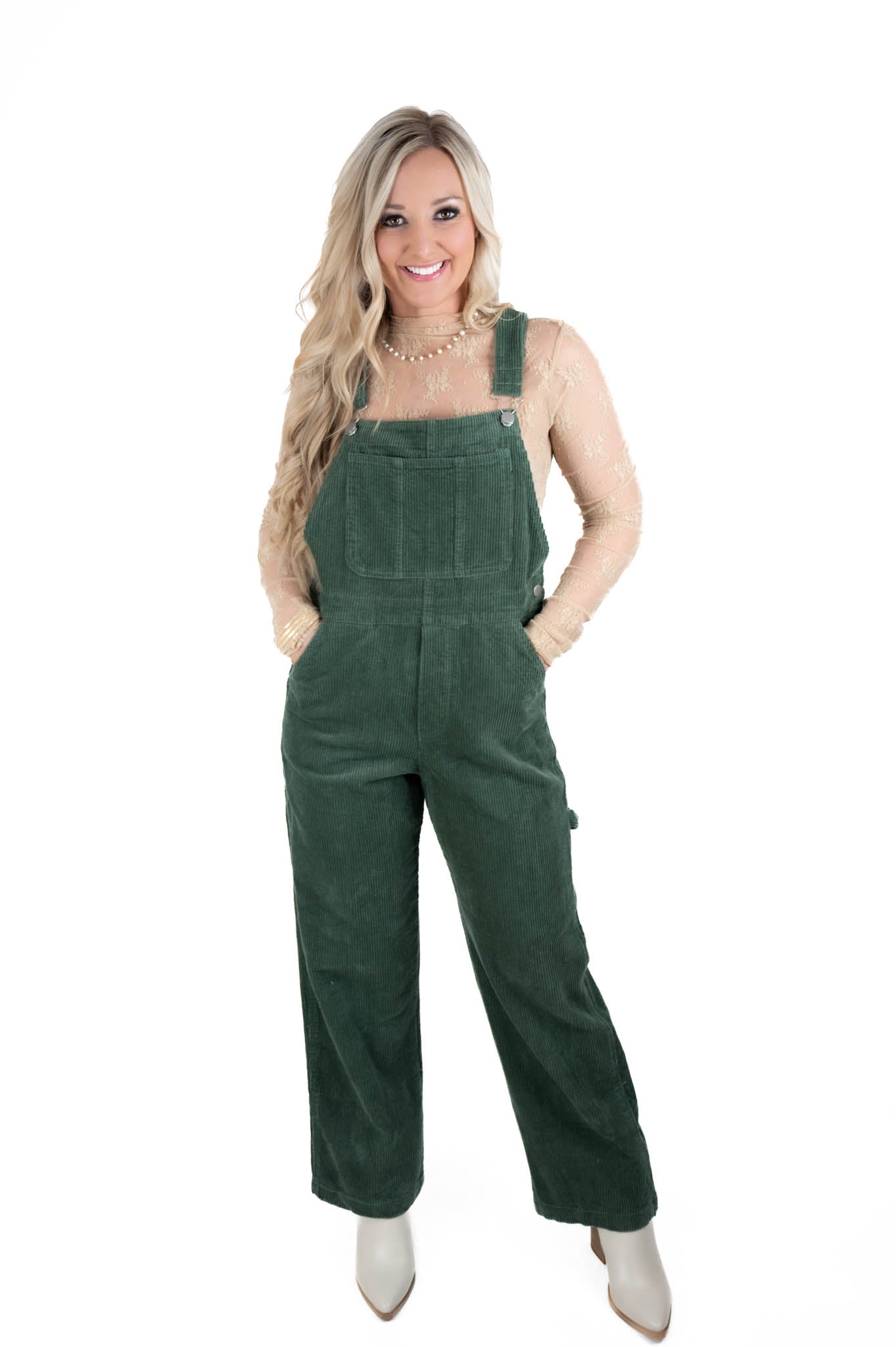 Olive Corduroy Overalls