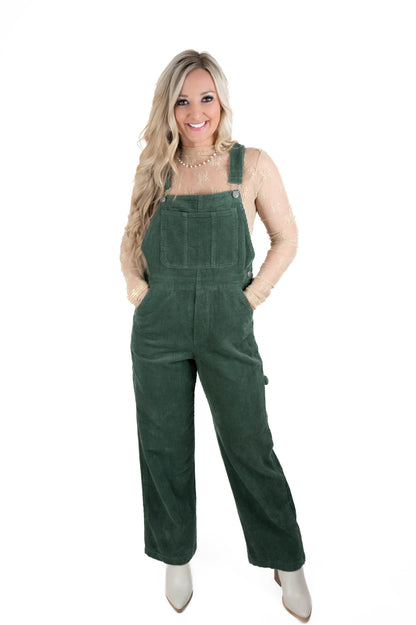Olive Corduroy Overalls