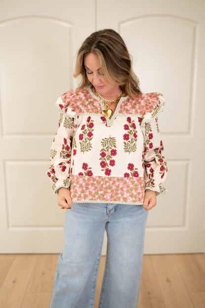 Petal Charm Ruffle Sleeve Top