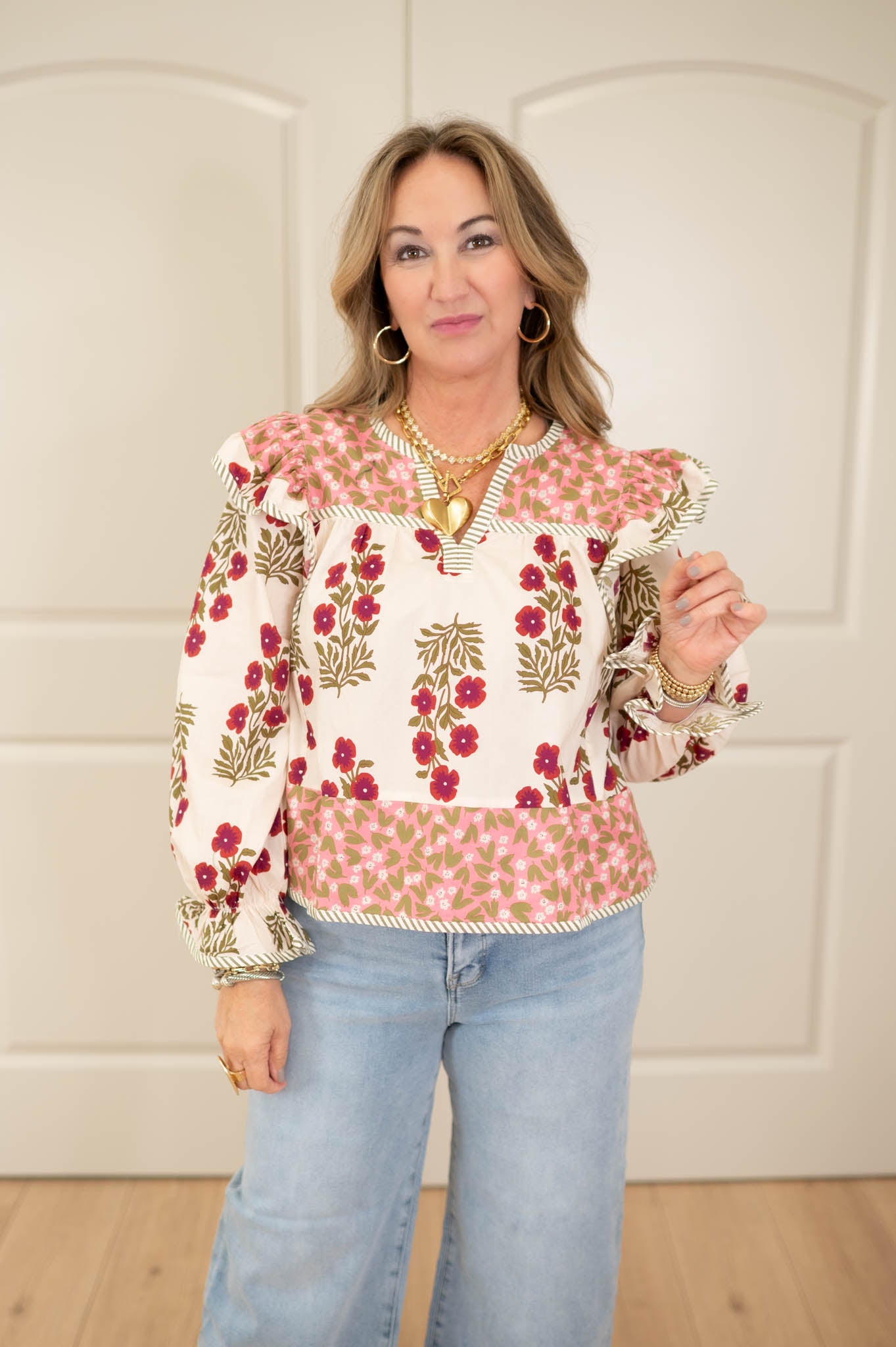 Petal Charm Ruffle Sleeve Top