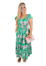 Green Blossom Breeze Maxi Dress