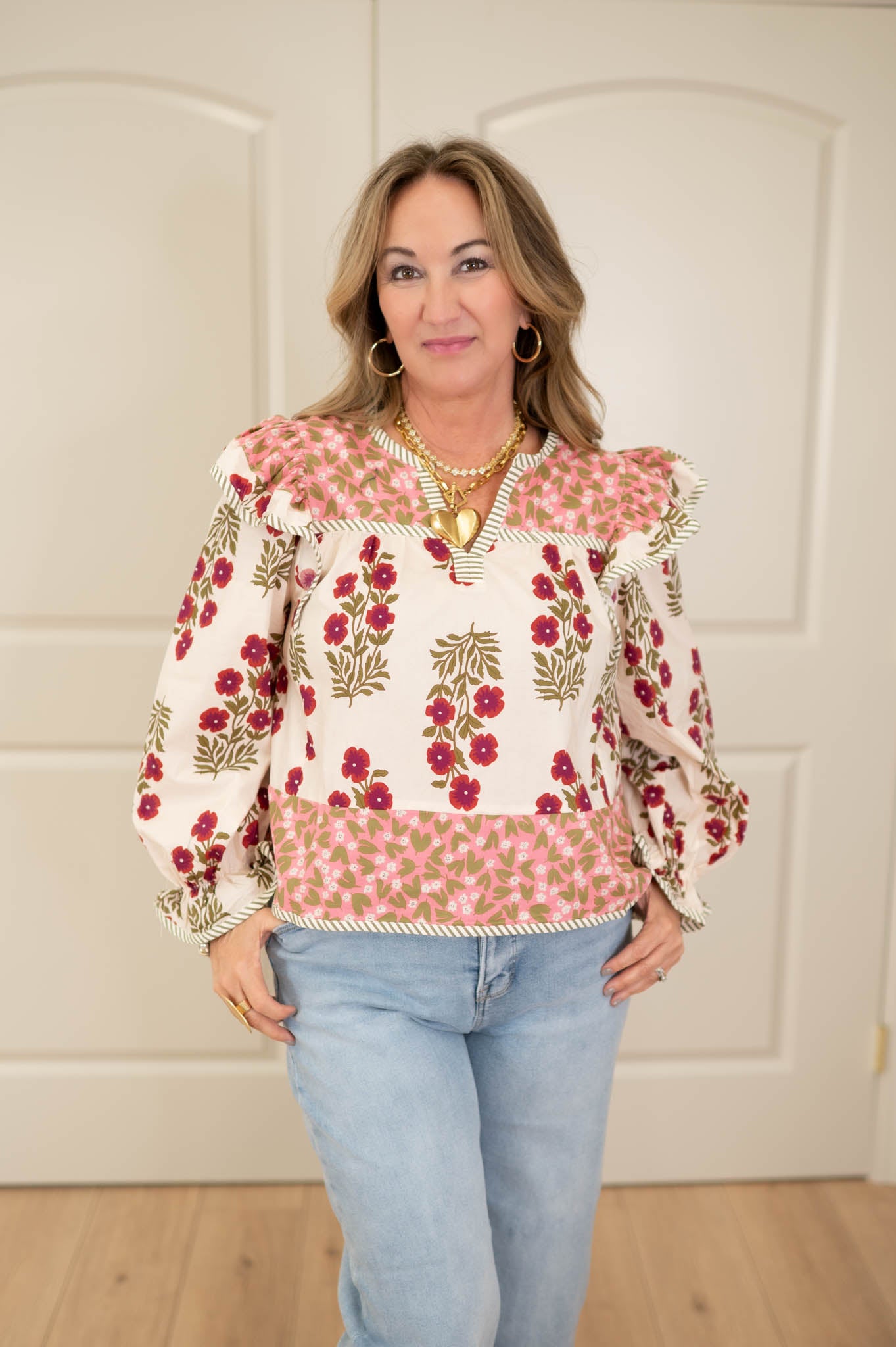 Petal Charm Ruffle Sleeve Top