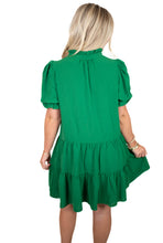 Green Button Up Swing Dress