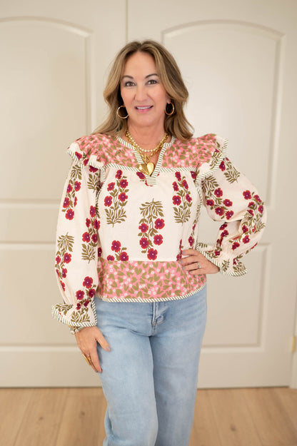 Petal Charm Ruffle Sleeve Top