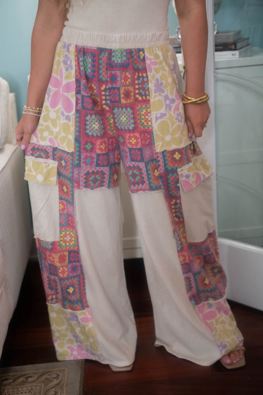 Natural Mineral Washed Floral Pants