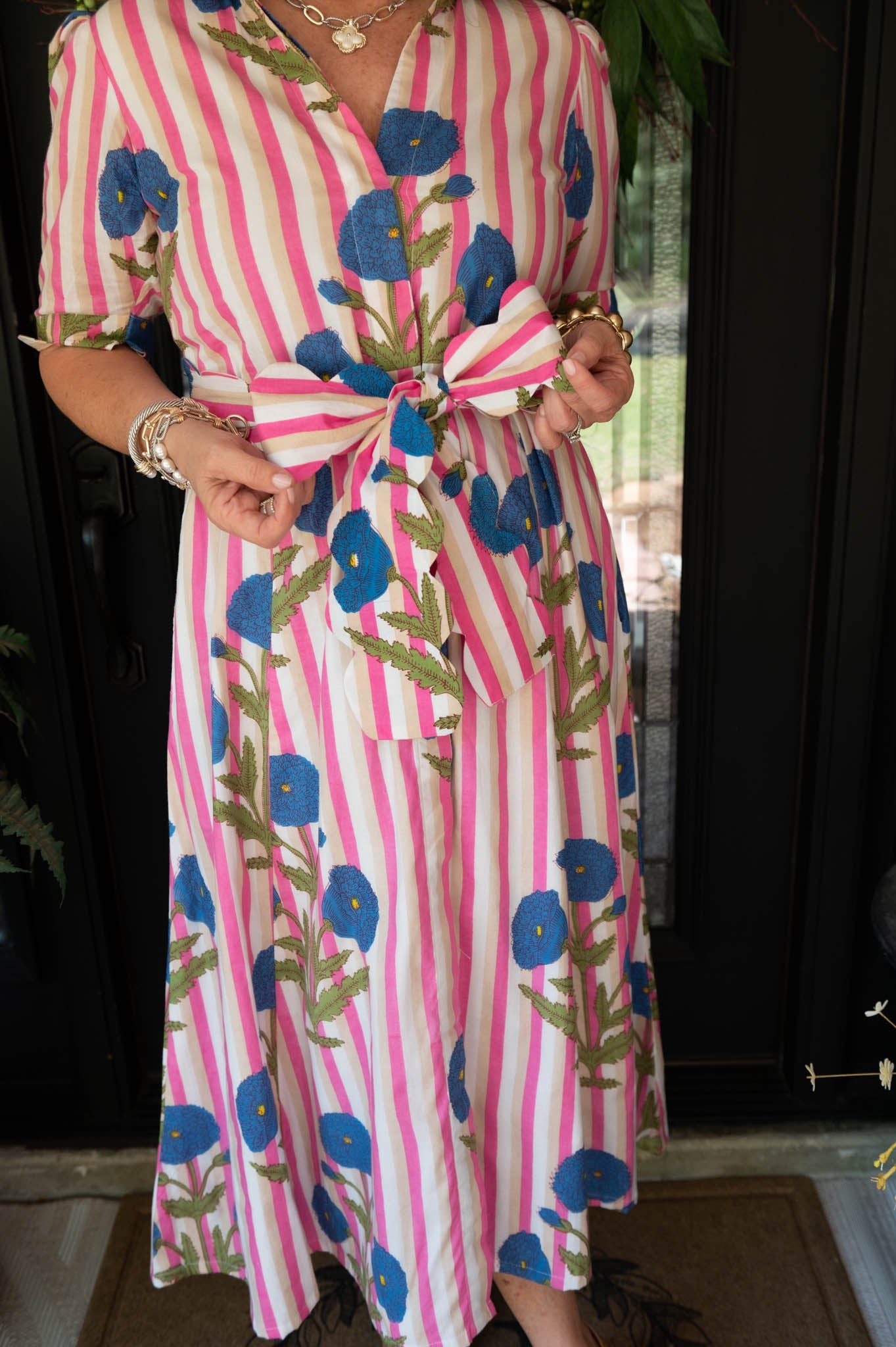 Blue Mughal Floral Grace Scalloped Dress