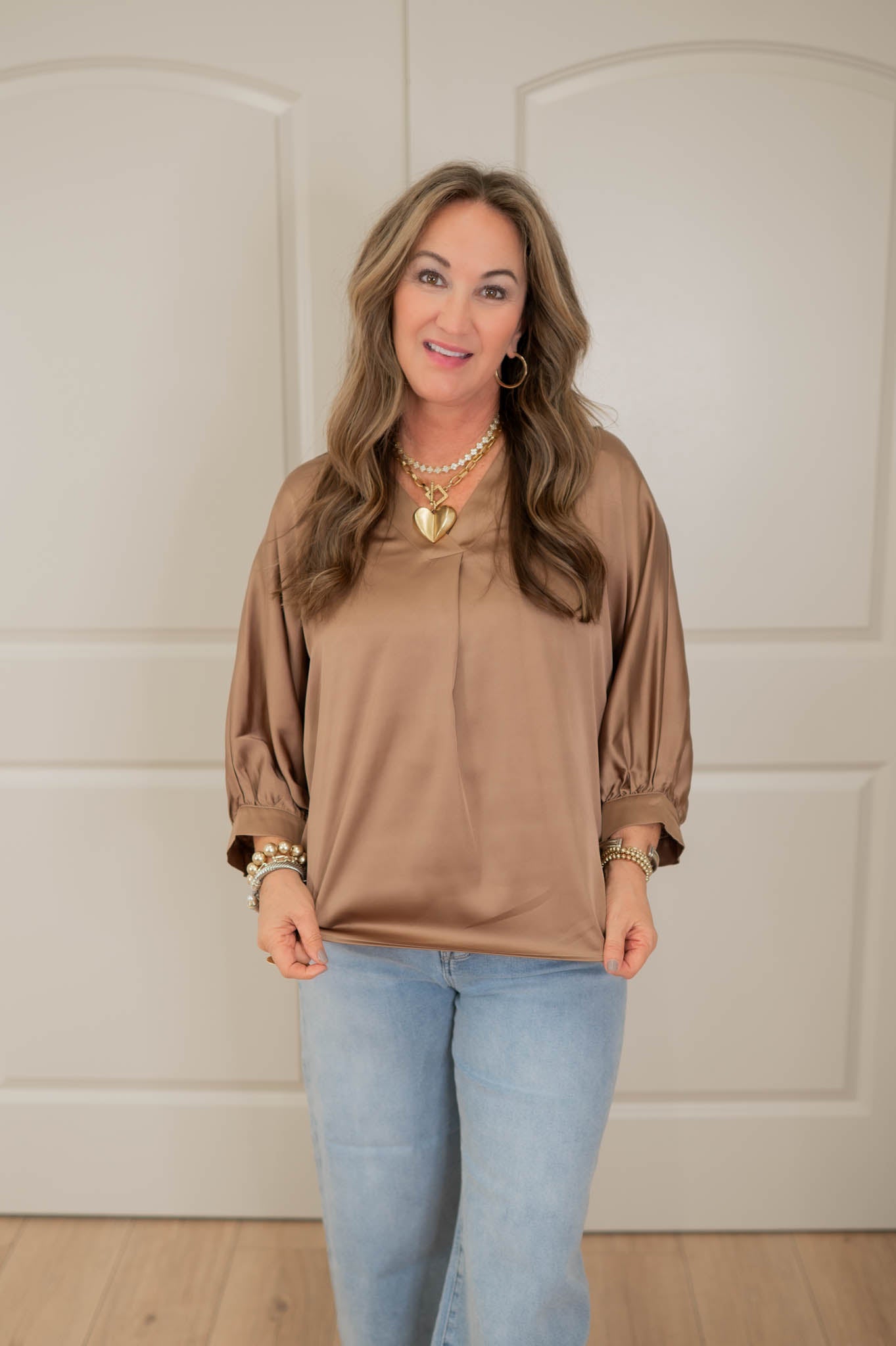 Mocha Elegance Satin Top