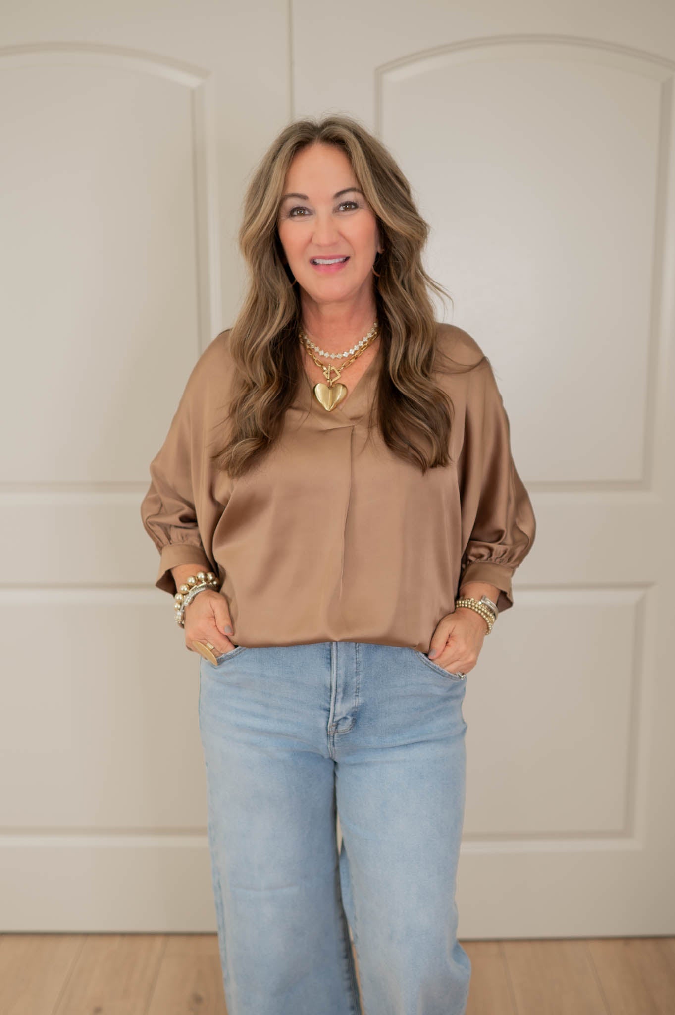 Mocha Elegance Satin Top