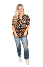 Black Leopard V Neck Top
