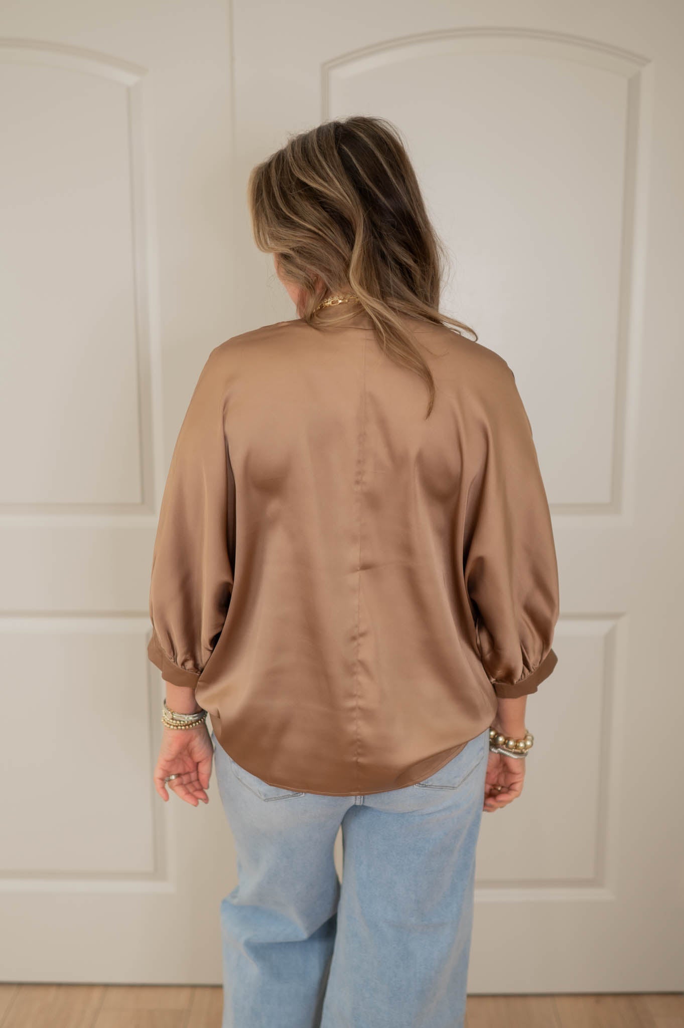 Mocha Elegance Satin Top