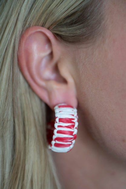 Red/White Hoop Earrings