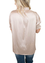 Beige Satin Button Down