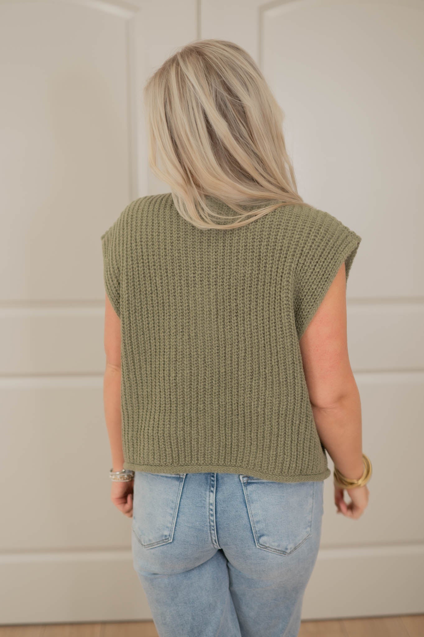 Chic & Cozy Olive Knit Sweater Vest
