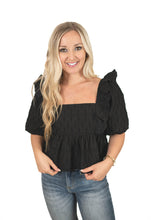 Black Monochromatic Textured Top