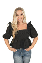 Black Monochromatic Textured Top