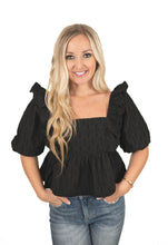Black Monochromatic Textured Top